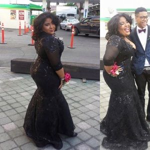 Plus size black sequin prom dress / gown